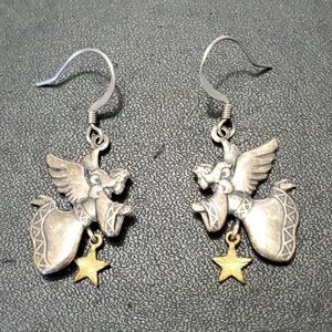 Vintage multi tone angel earrings